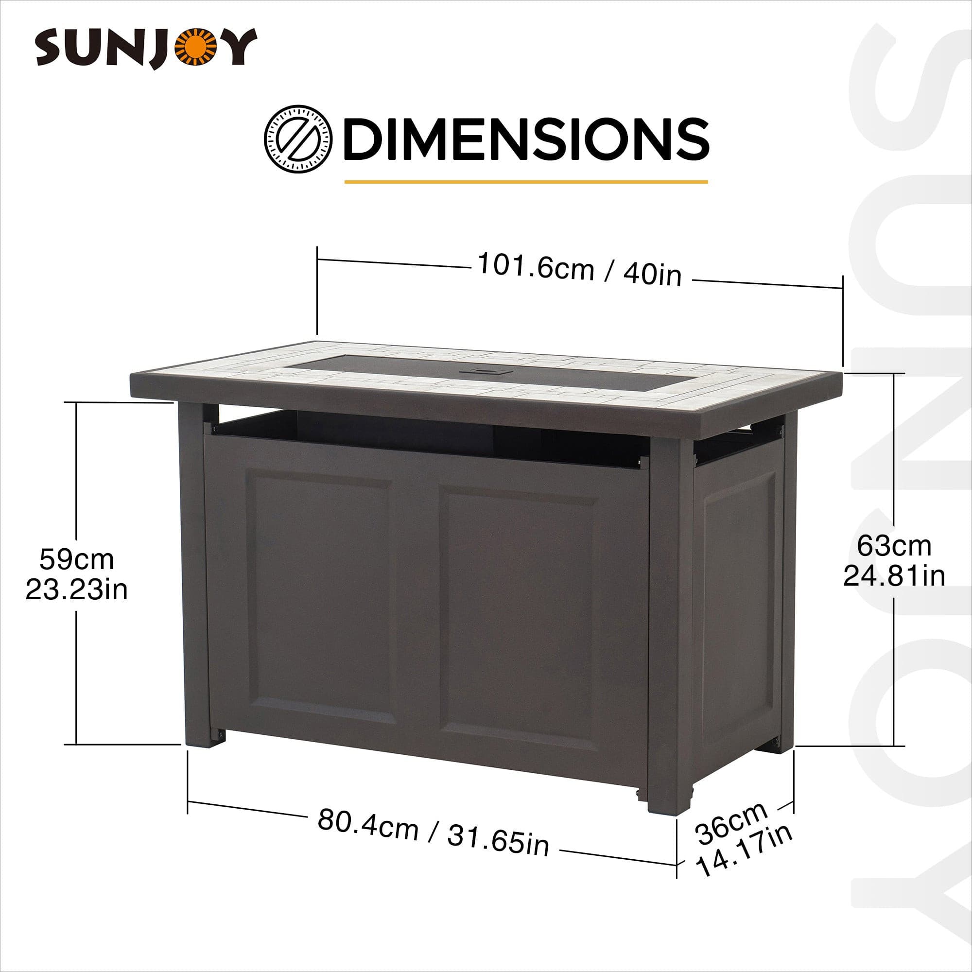 Sunjoy Outdoor Propane Fire Pit Table with Hidden Tank, Smokeless & Stylish