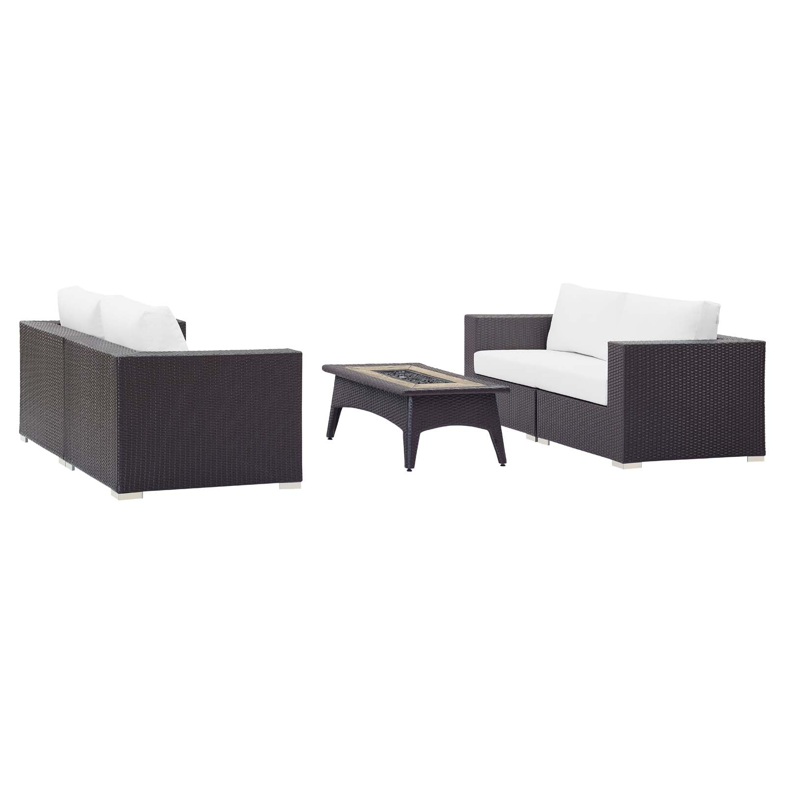 Modway Convene 5-Piece Outdoor Patio Furniture Set with Fire Pit