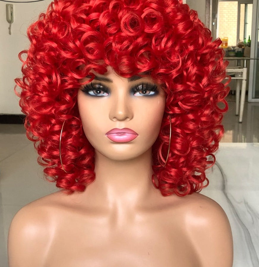 Stylish Short Curly Wine Red Wig for Daily Use and Cosplay