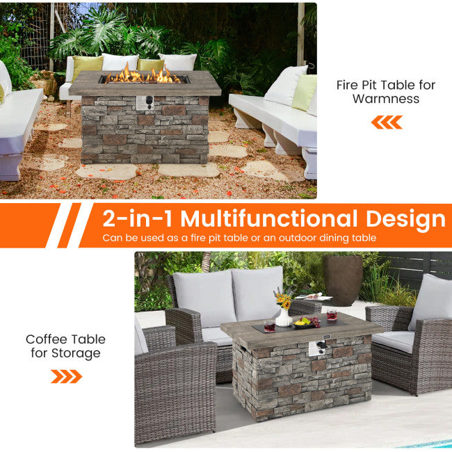 Durable Rectangle Propane Gas Fire Pit Table with 50,000 BTU Heating