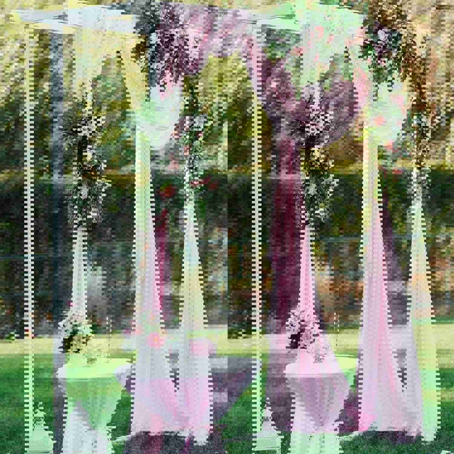 Elegant Chiffon Wedding Arch Draping, 1 Panel 18FT Pink Sheer Curtain