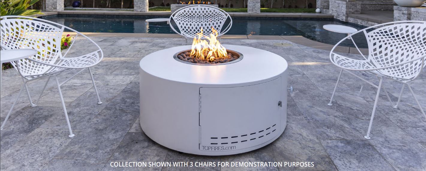 Isla 42 Silver Vein Gas Fire Pit with Gravity Lounge Chairs - Outdoor Luxury Set
