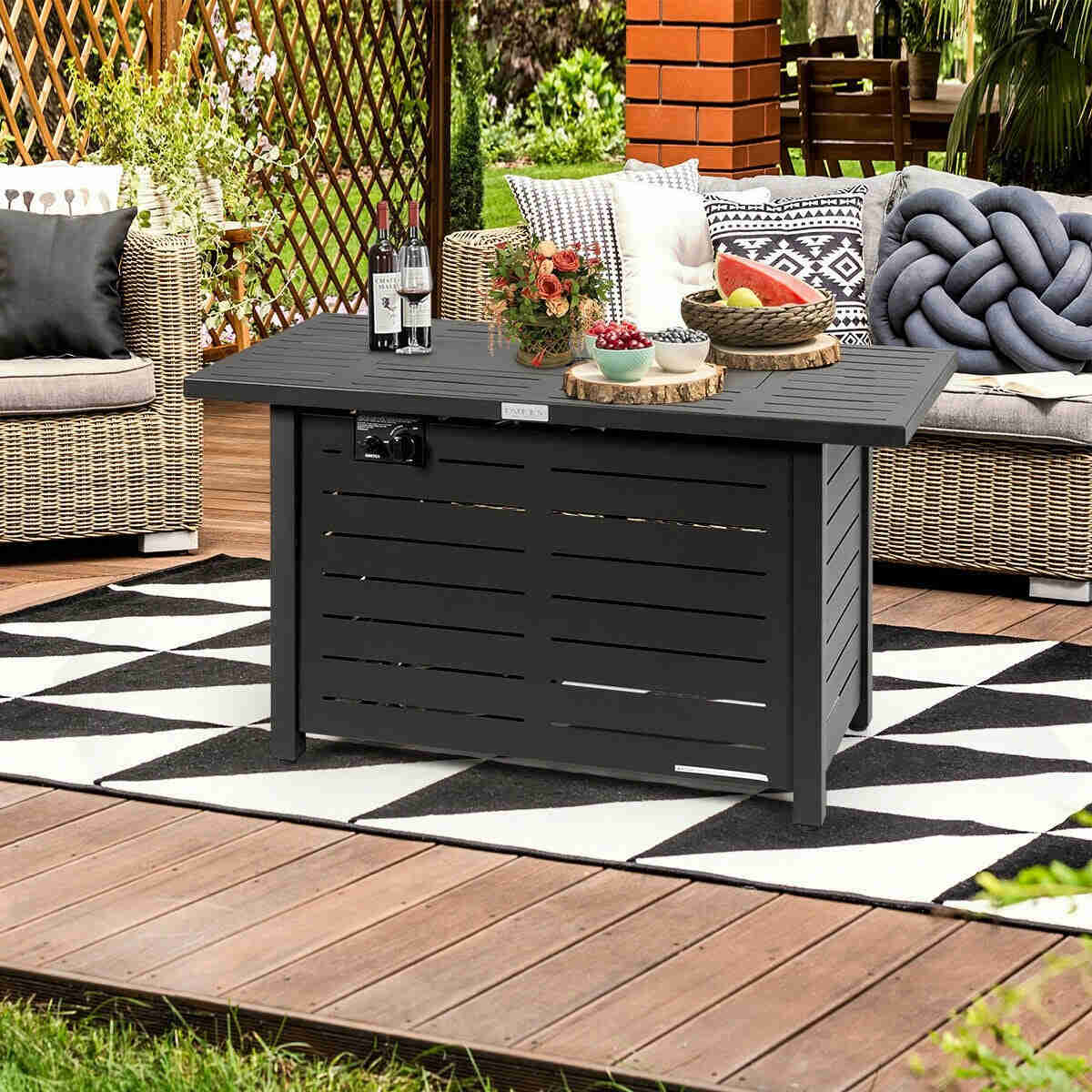 60,000 BTU Outdoor Propane Fire Pit Table, 42 Inch Rectangular