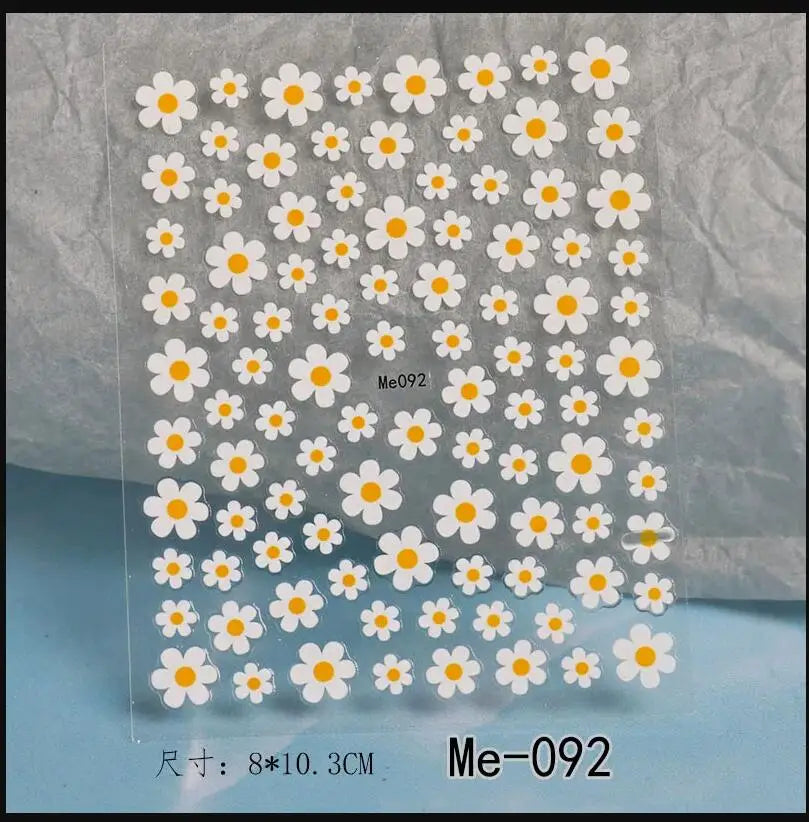Elegant Daisy Flower Nail Art Stickers with Embossed Design