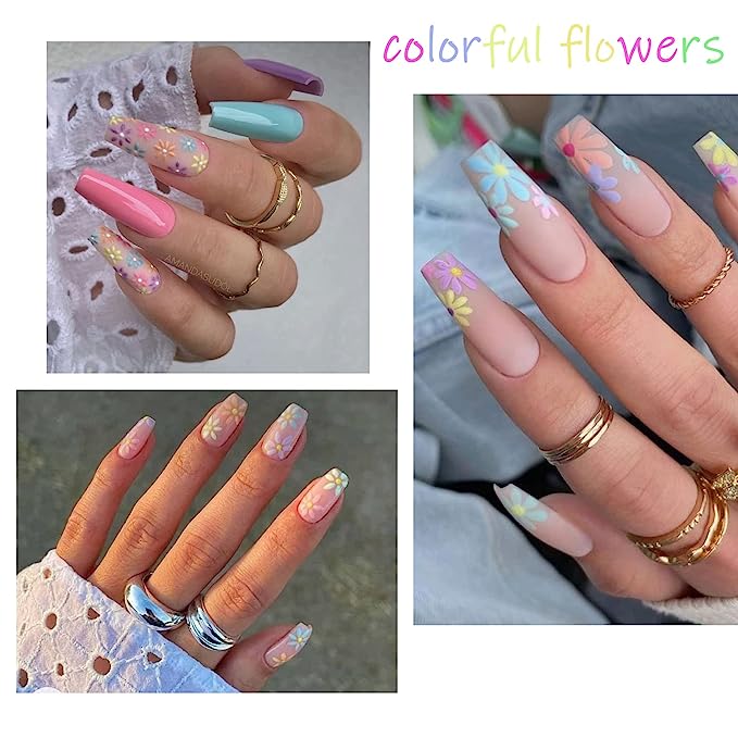 YOSOMK Daisy Blossom Nail Art Stickers, 5D Embossed Design for Unique Manicures