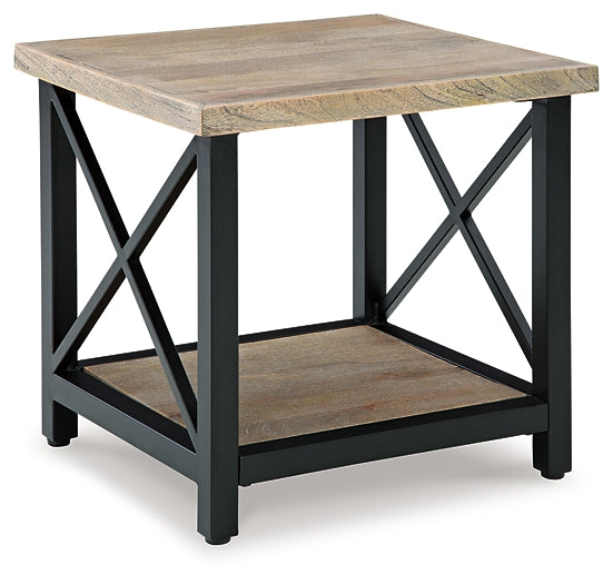 Rustic Urban Style Mango Wood and Metal End Table