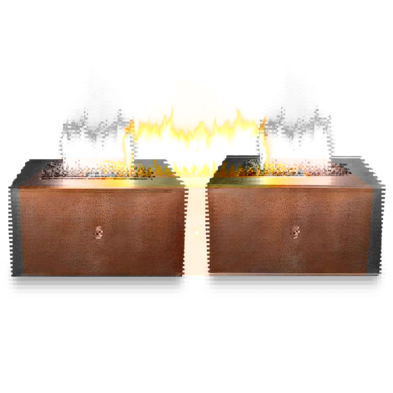 60 x 32 Moreno Gravity Rectangle Copper Gas Fire Pit - Luxurious Outdoor Heating