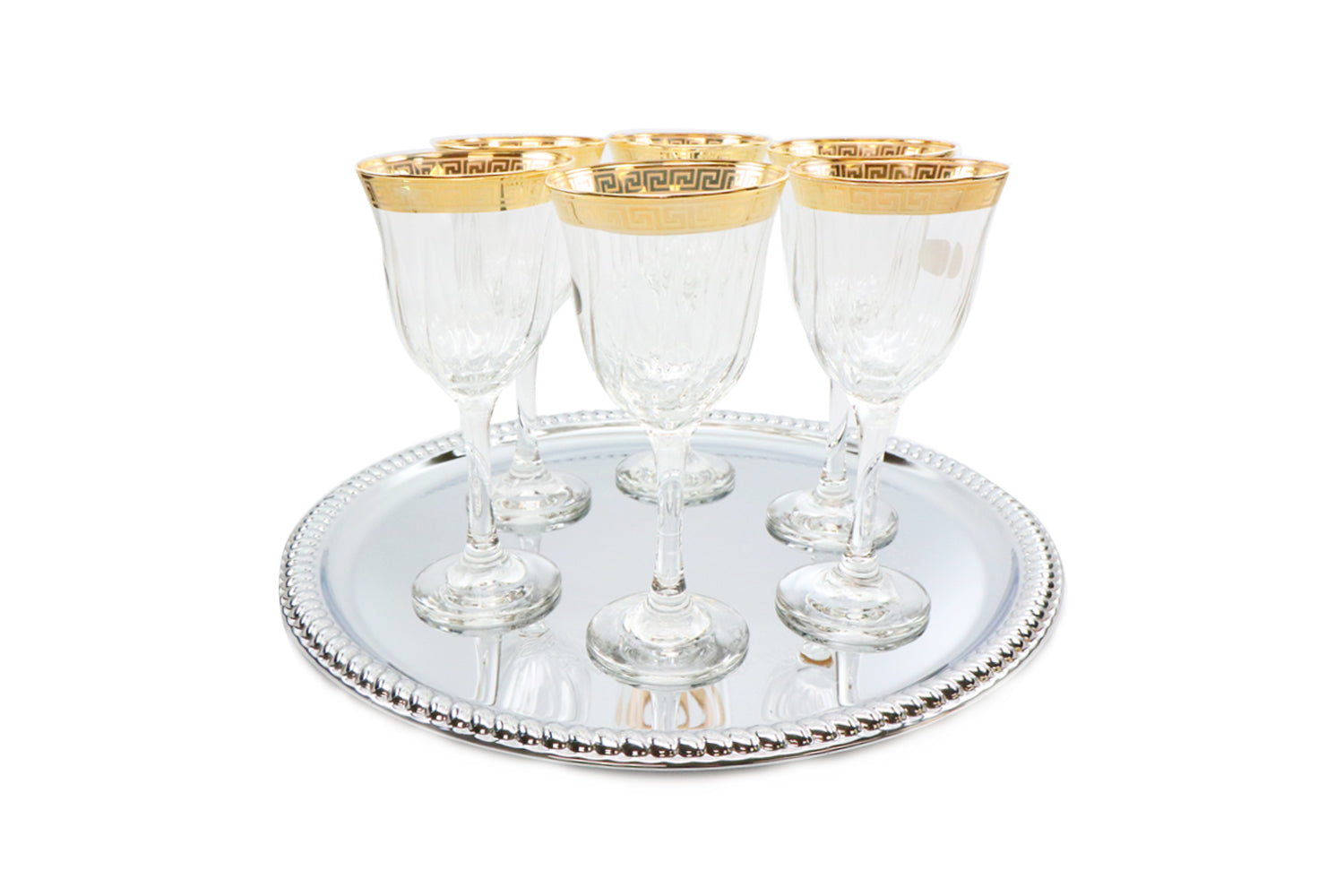 Elegant 24K Gold Rimmed Crystal Wine Goblets, Vintage Elegance