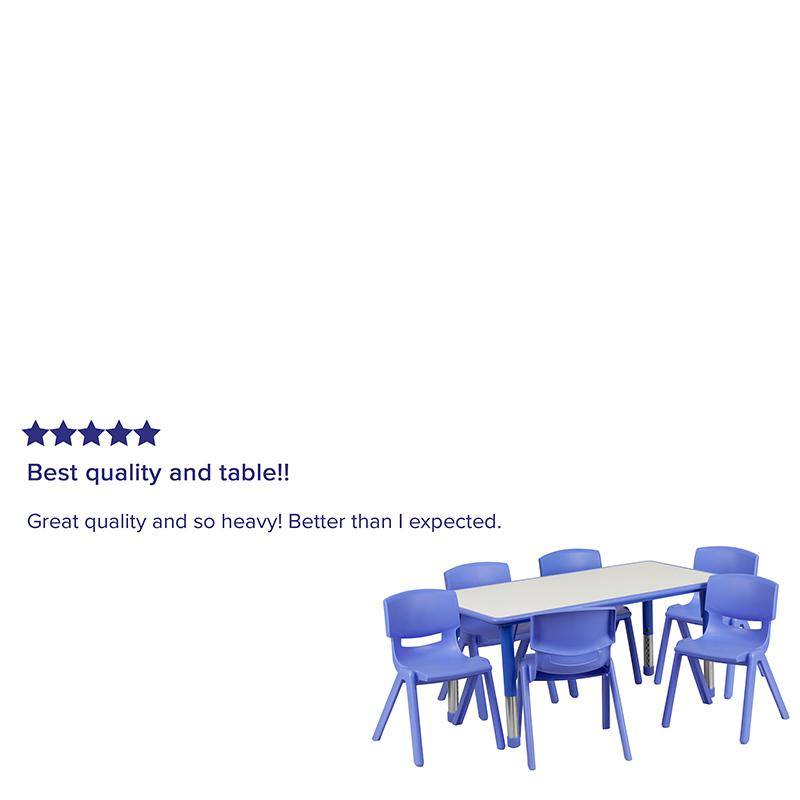 Blue Plastic Height Adjustable Activity Table Set with 6 Chairs for Kids