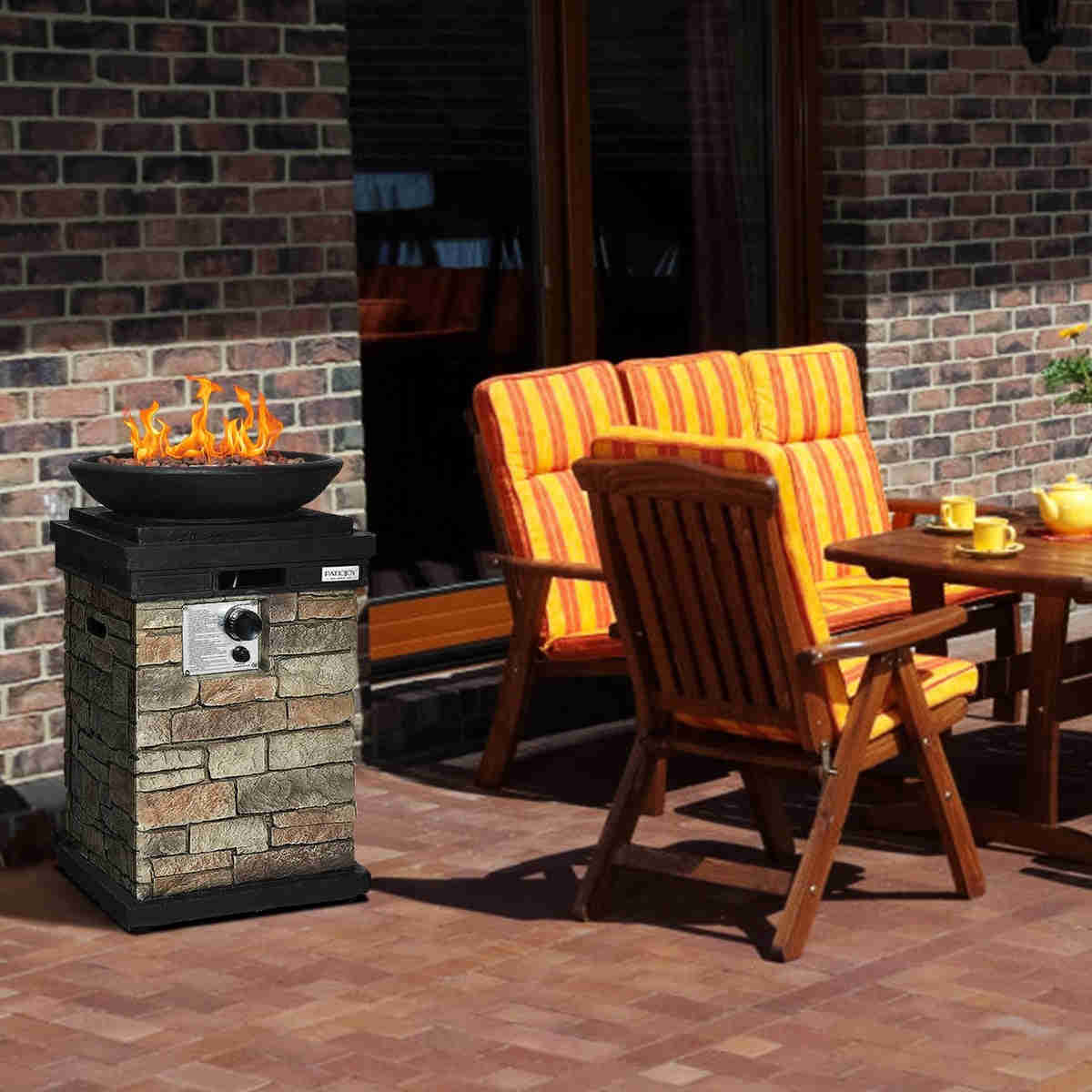 Stainless Steel Outdoor Propane Fire Pit, 40,000 BTU