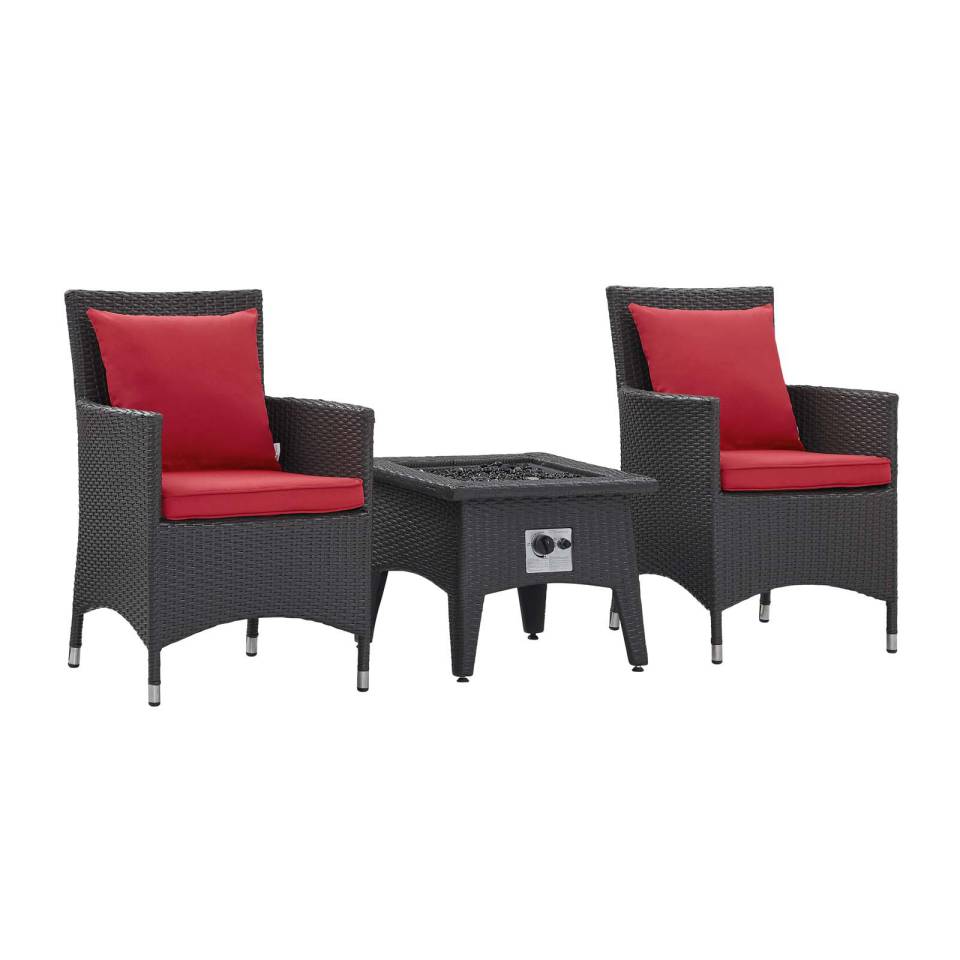 Modway Convene 3 Piece Outdoor Patio Set with Fire Pit