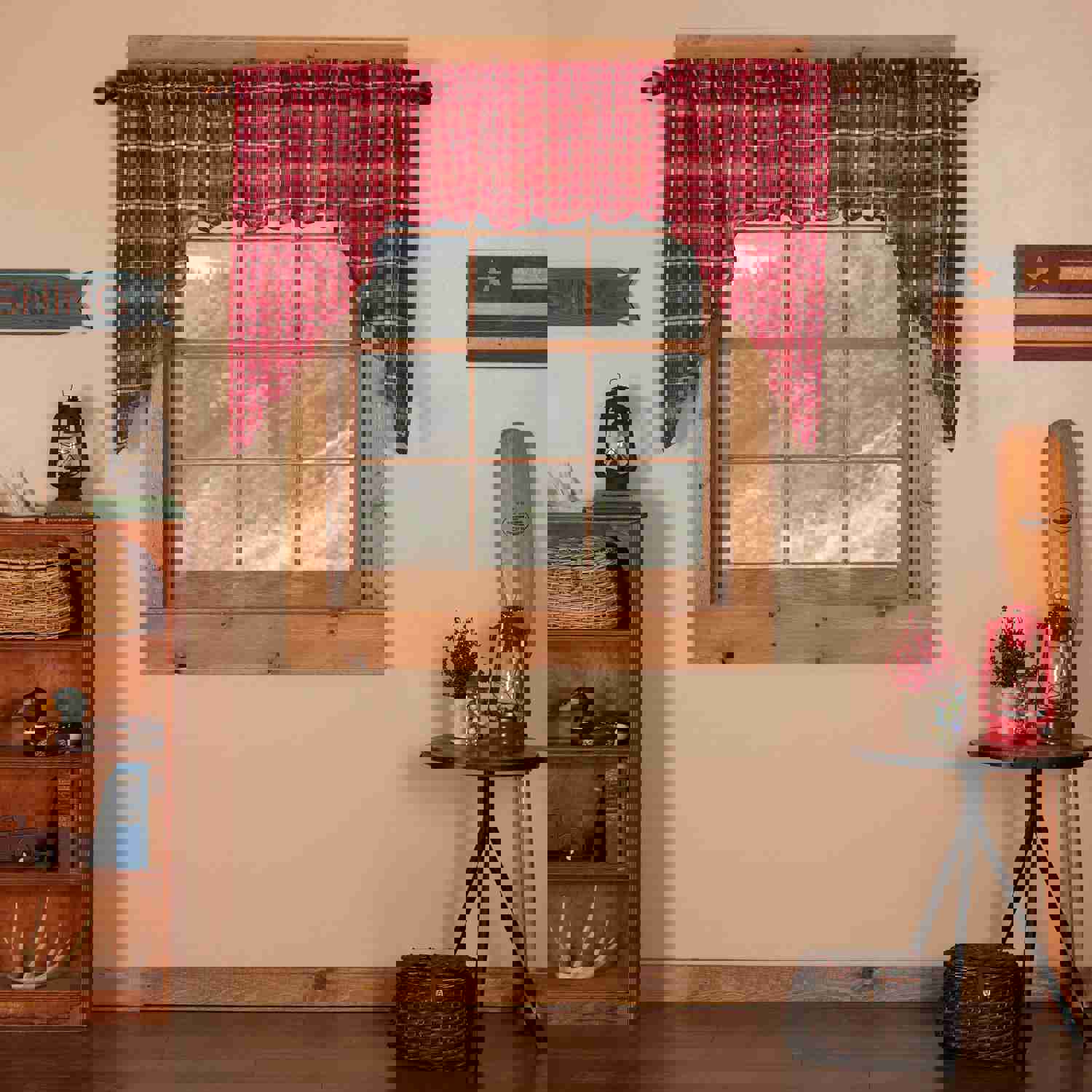 Elegant Country-Style Window Swag Set with Tartan Plaid
