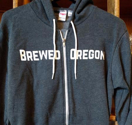 Brewed Oregon Dark Heather Grey Full Zip Hoodie