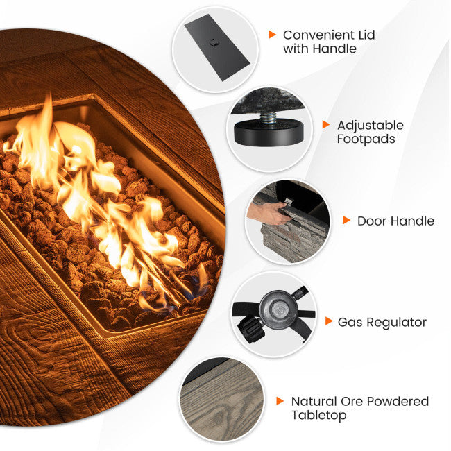 Durable Rectangle Propane Gas Fire Pit Table with 50,000 BTU Heating