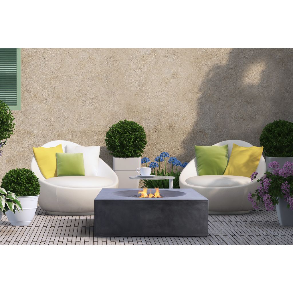 Tao Square Gas Fire Pit Table - Modern Outdoor Concrete Fire Pit
