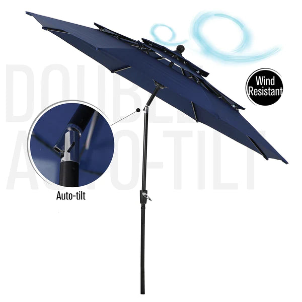 PHI VILLA 6-Piece Outdoor Dining Set with 10ft Umbrella, Steel Square Table, and Steel Fixed Chairs