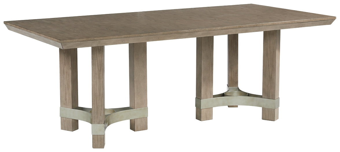 Elegant Waxy Gray Double-Pedestal Dining Table