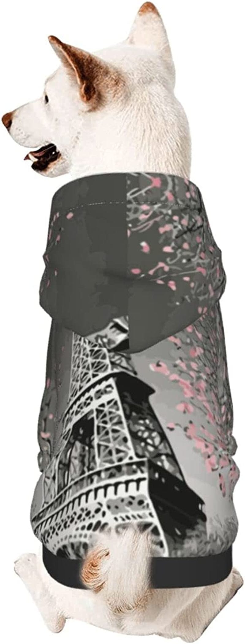 Elegant Paris Tower-Themed Pet Hooded Sweatshirt