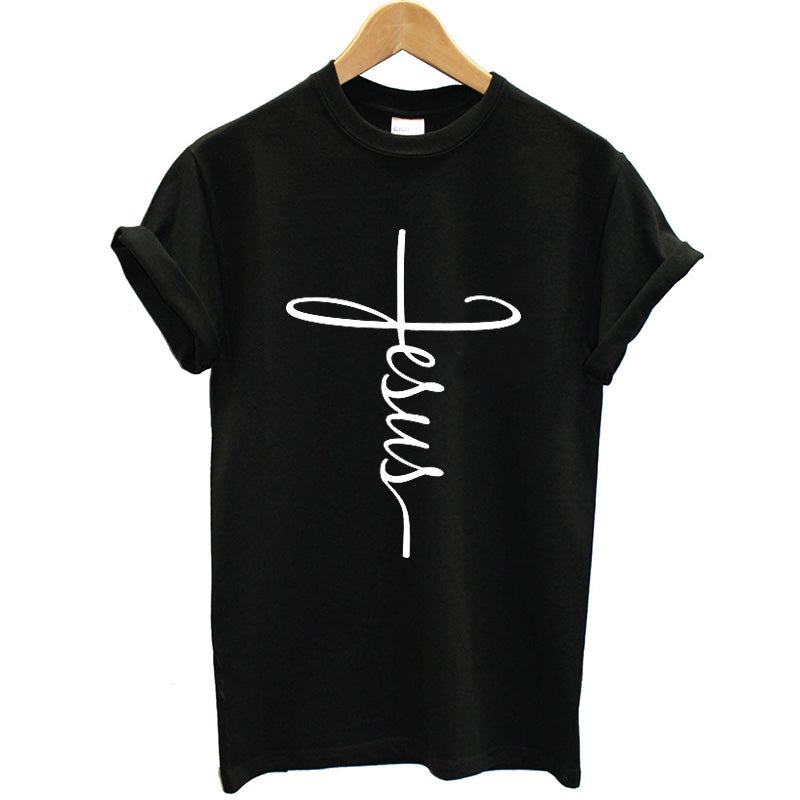Women's Eye Print Jesus T-Shirt - Casual Summer Tops