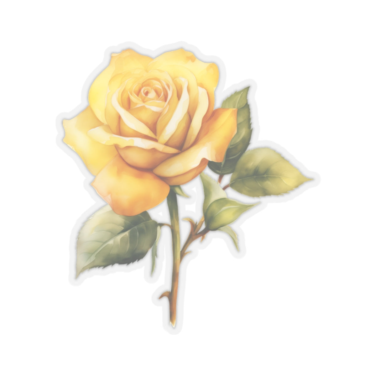 Watercolor Yellow Rose Vinyl Sticker Decal