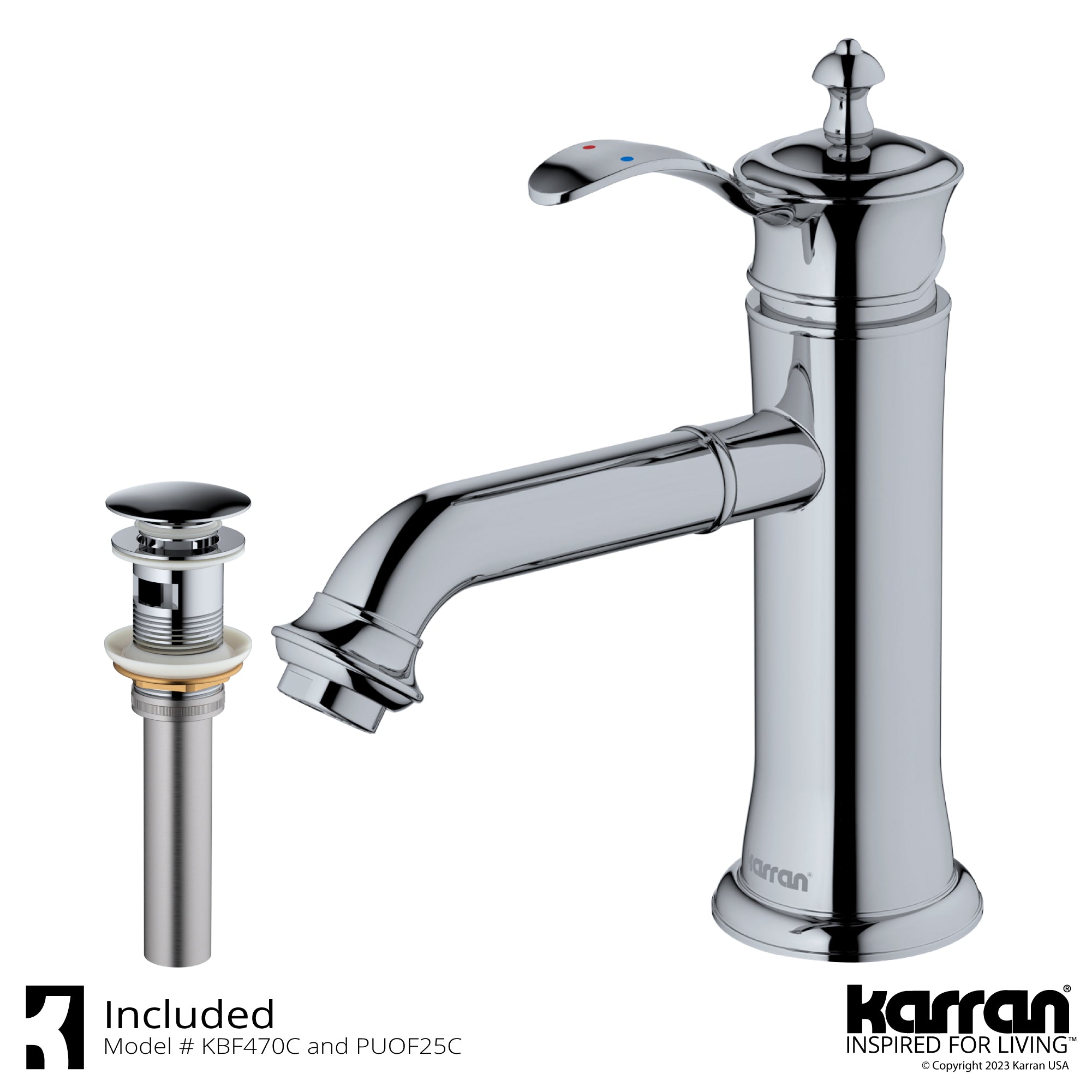 Karran Vineyard 1.2 GPM Single Lever Handle ADA Compliant Bathroom Faucet, Chrome