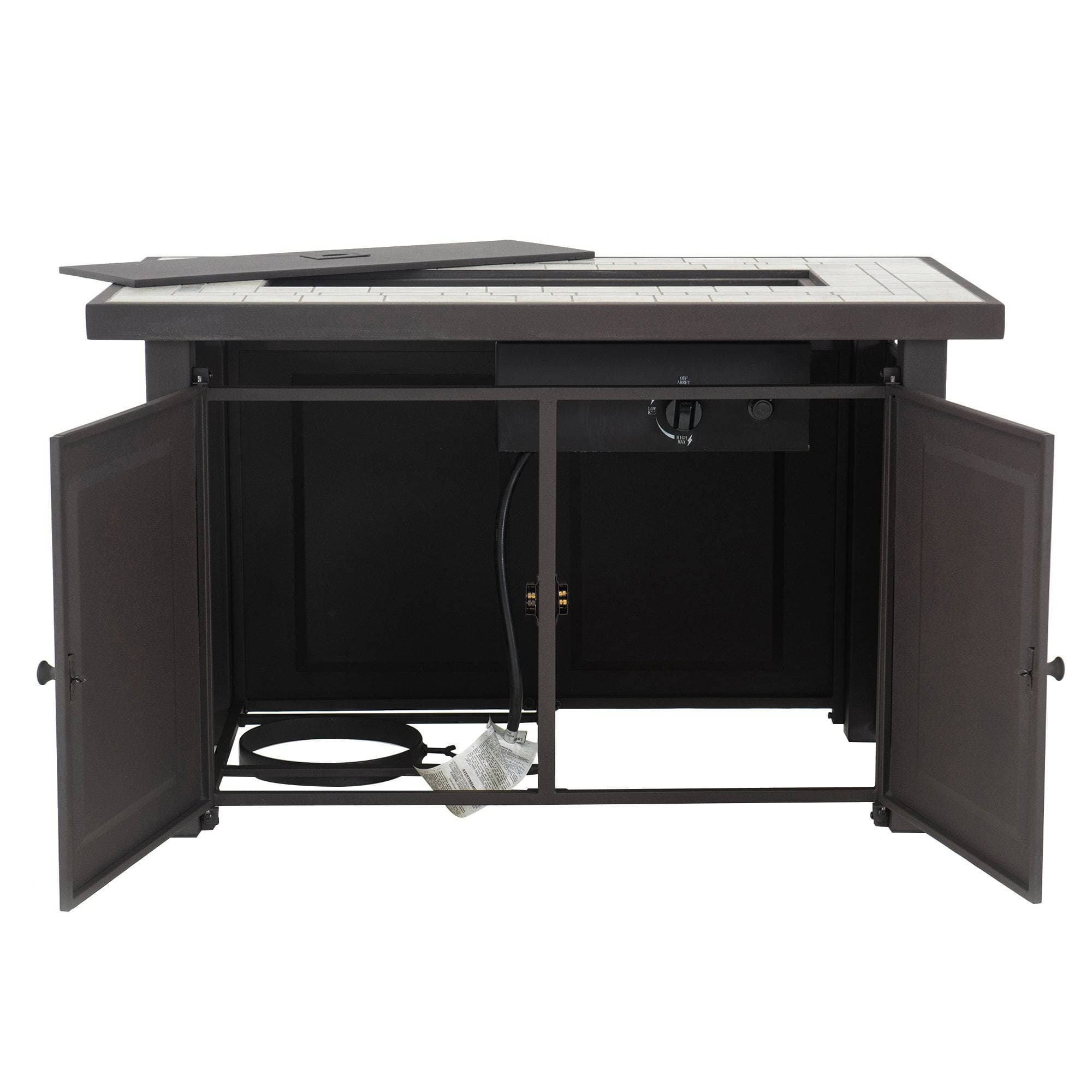 Sunjoy Outdoor Propane Fire Pit Table with Hidden Tank, Smokeless & Stylish