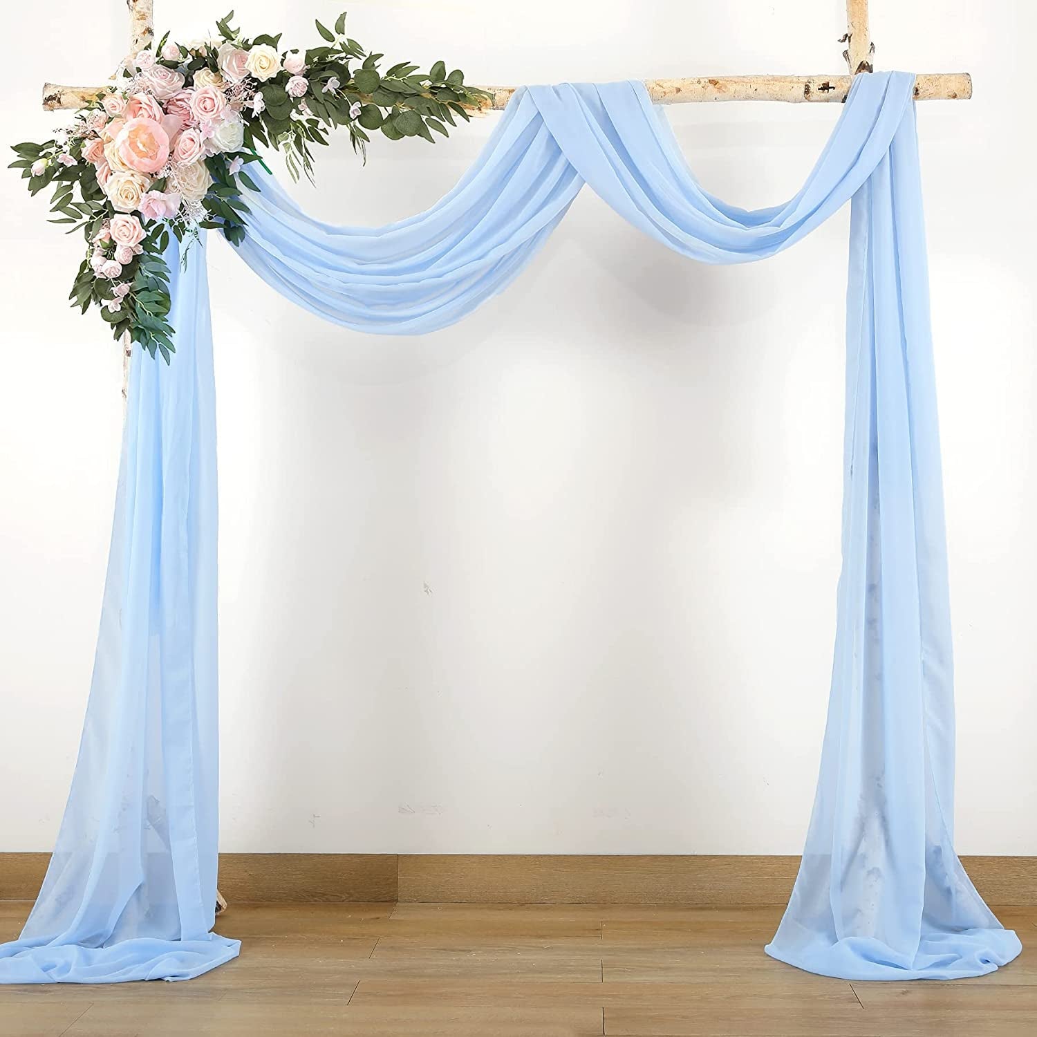 Elegant Chiffon Draping Fabric for Wedding Arches, 1 Panel, 18FT Baby Blue