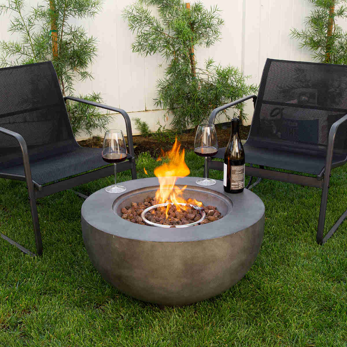 Barton 40,000 BTU Outdoor Propane Gas Fire Pit Table with Concrete Base and PVC Cover