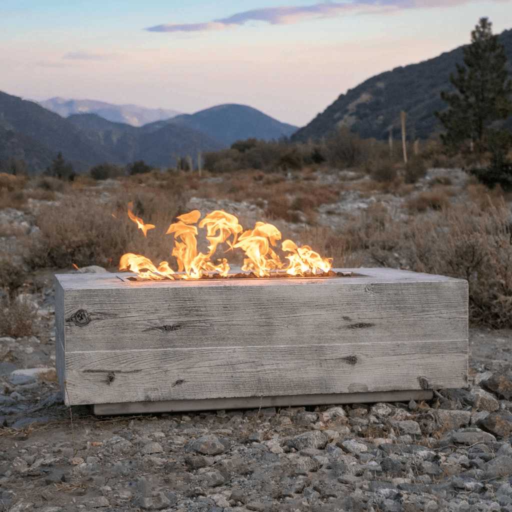 Outdoor Plus Coronado 60-inch Rectangle Gas Fire Pit with GFRC Wood Grain