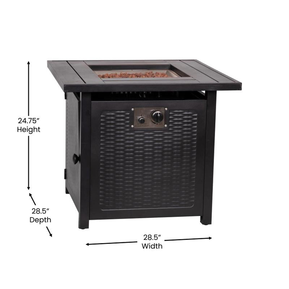 Olympia 28 Square Outdoor Propane Fire Pit Table with Modern Features