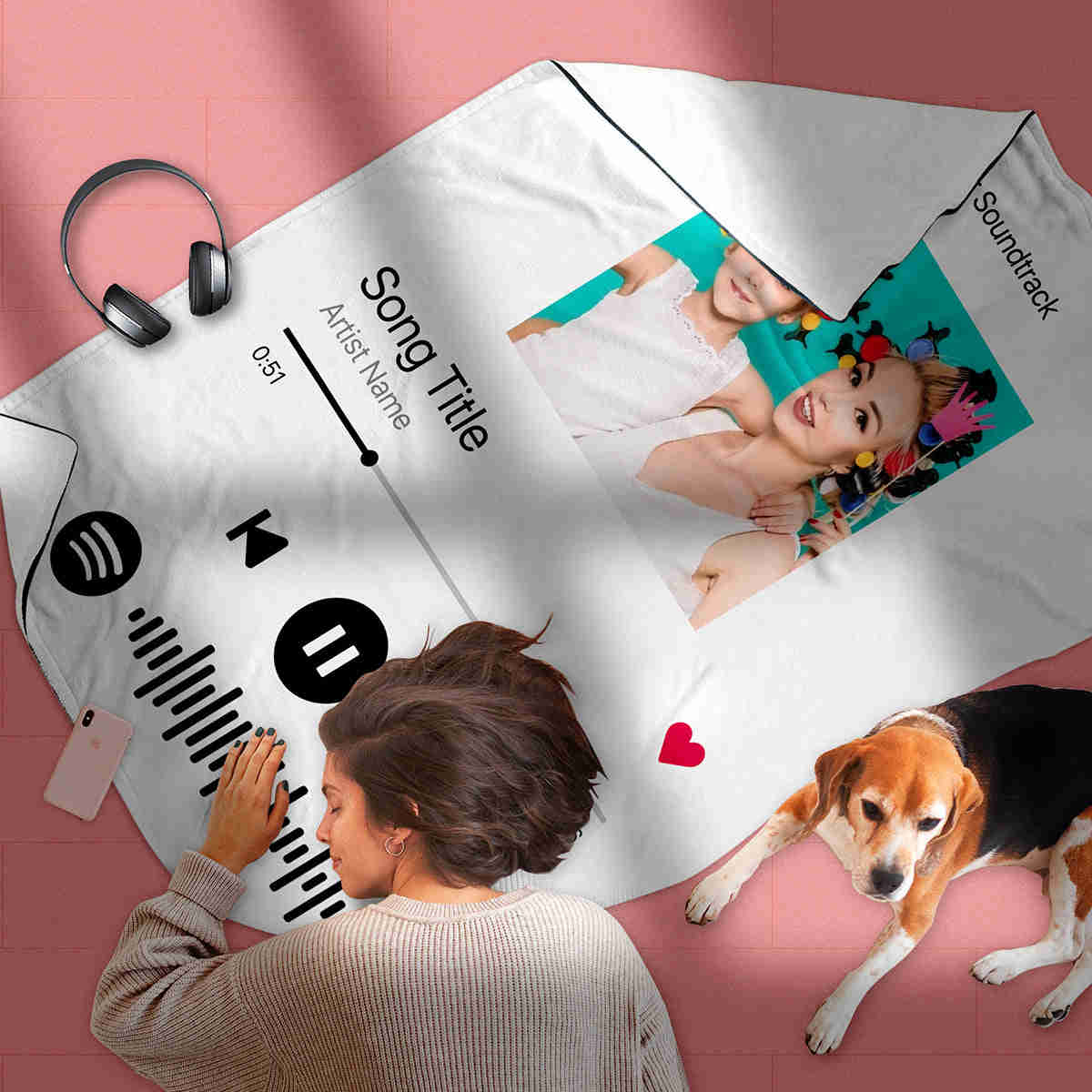 Personalized Music Code Photo Fleece Blanket