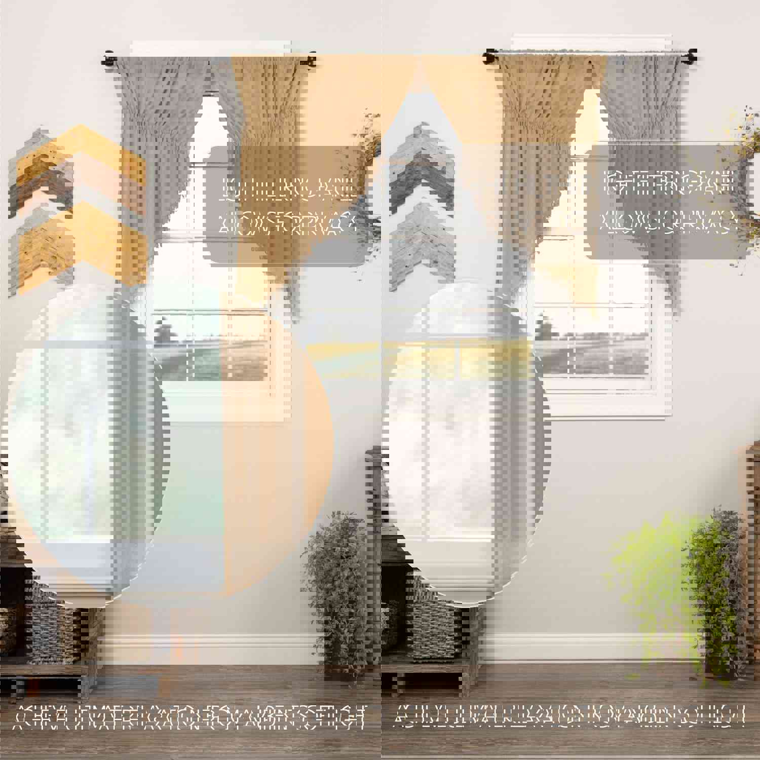 Elegant Tobacco Cloth Swag Curtains with Fringed Detail