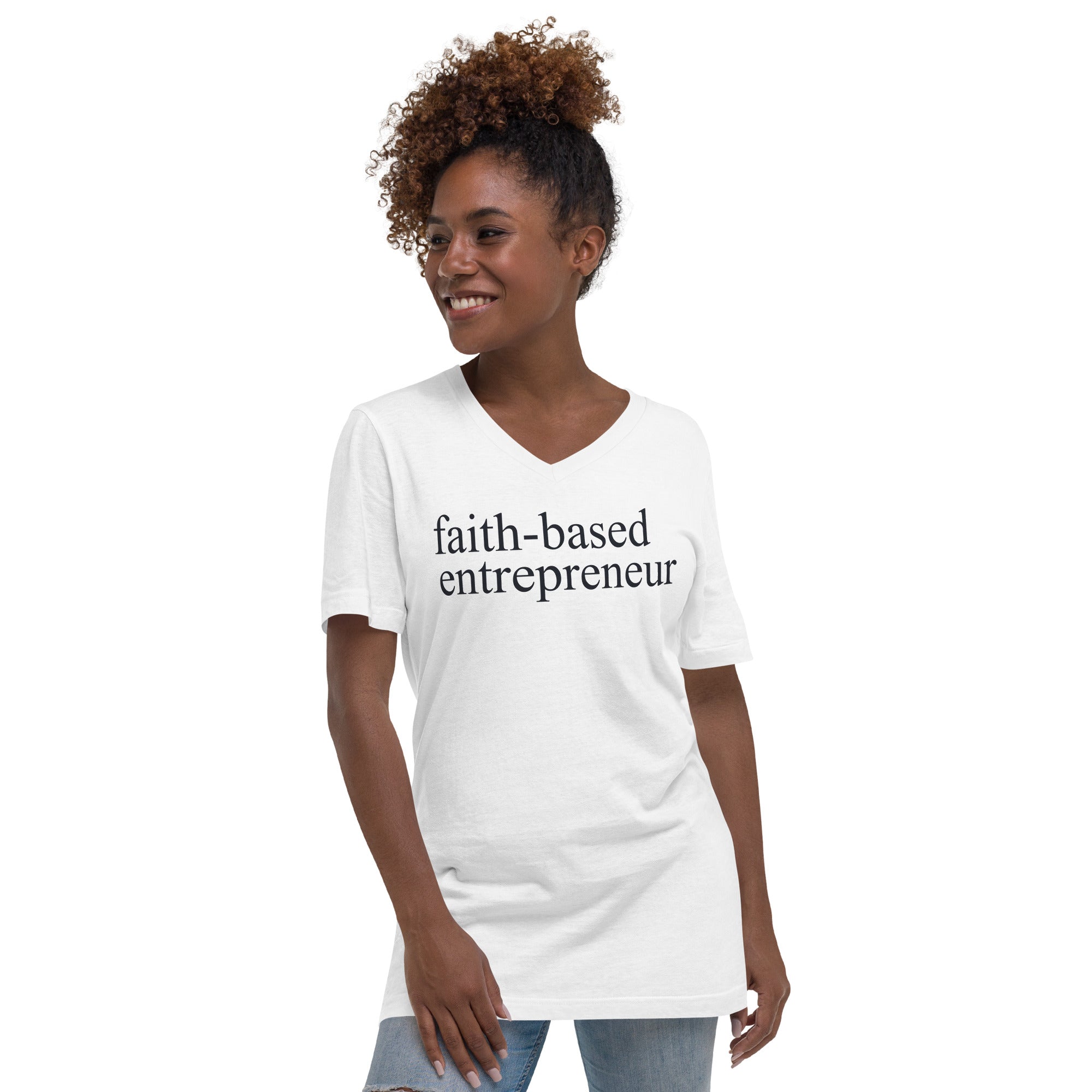 Eco-Friendly Unisex V-Neck T-Shirt (White)
