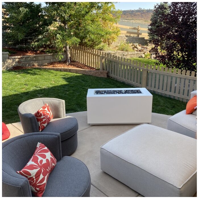 Elegant Outdoor Pismo Rectangle Fire Pit with Powder Coated Steel and Free Cover