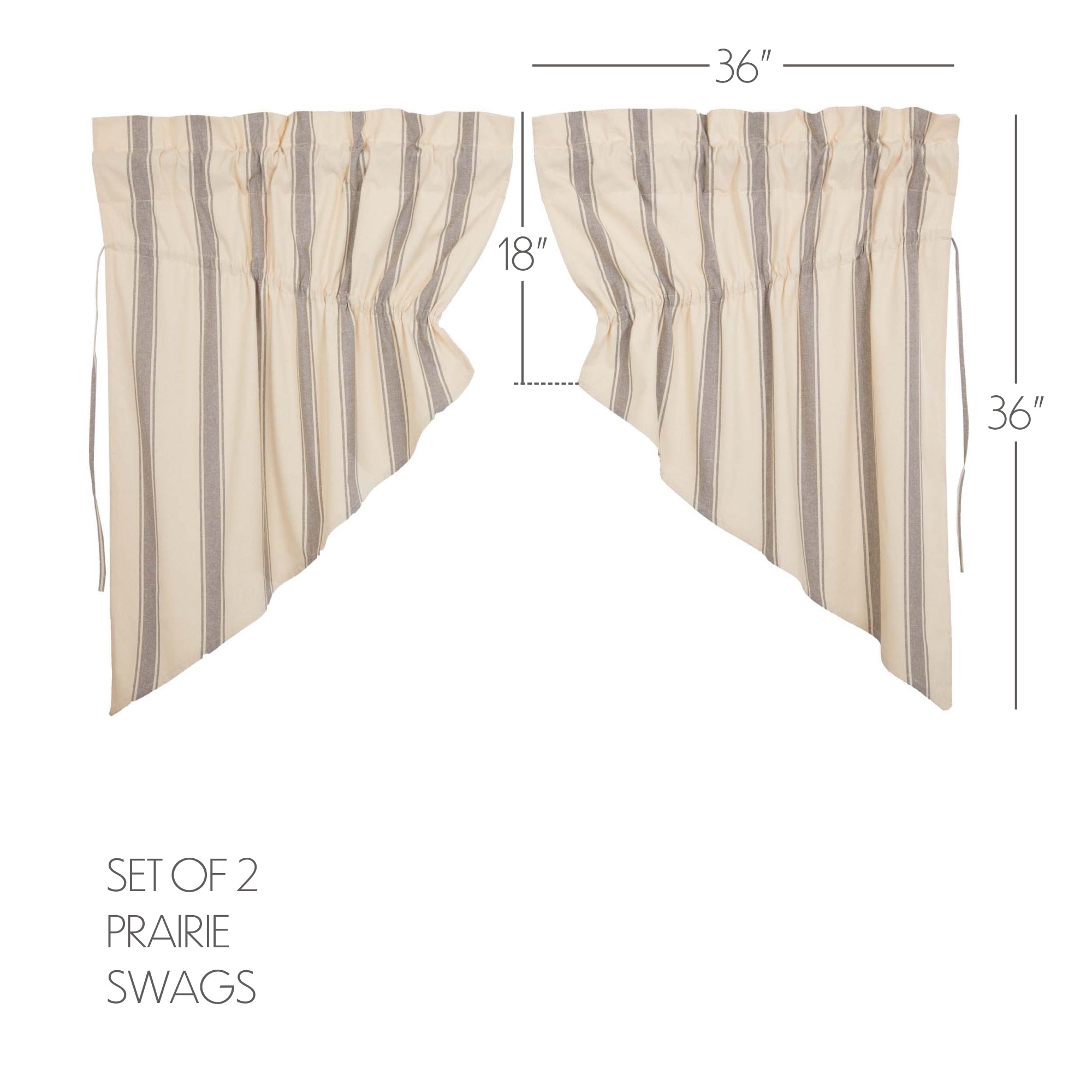Elegant Prairie Swag Set with Striped Grain Sack Design