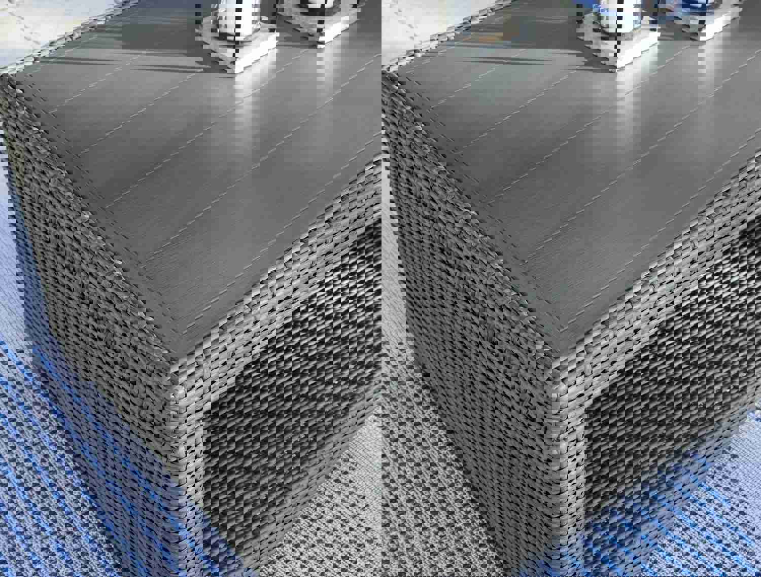 Elegant Gray Outdoor Resin Wicker Cocktail Table
