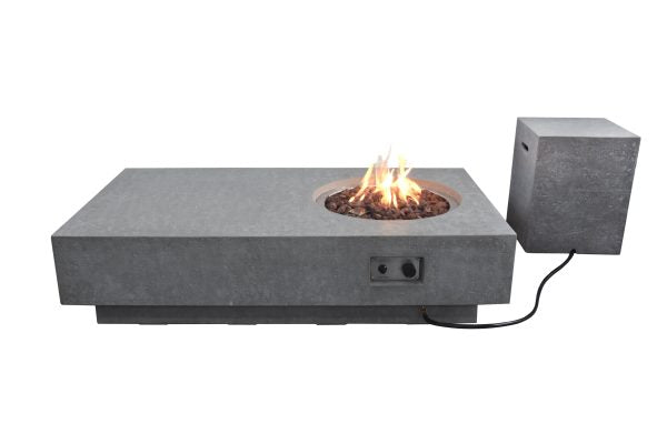 Elementi Metropolis Rectangular Concrete Fire Pit Table - Modern Outdoor Gathering Spot