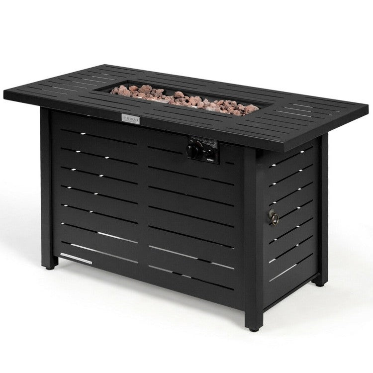 60,000 BTU Outdoor Brown Rectangular LP Gas Fire Pit Table