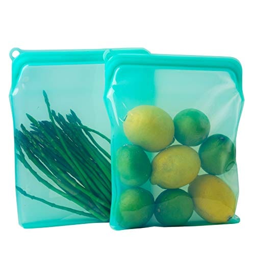 BluePerlOne Silicone Storage Bags - 2-XL, Food Grade, Reusable, BPA Free