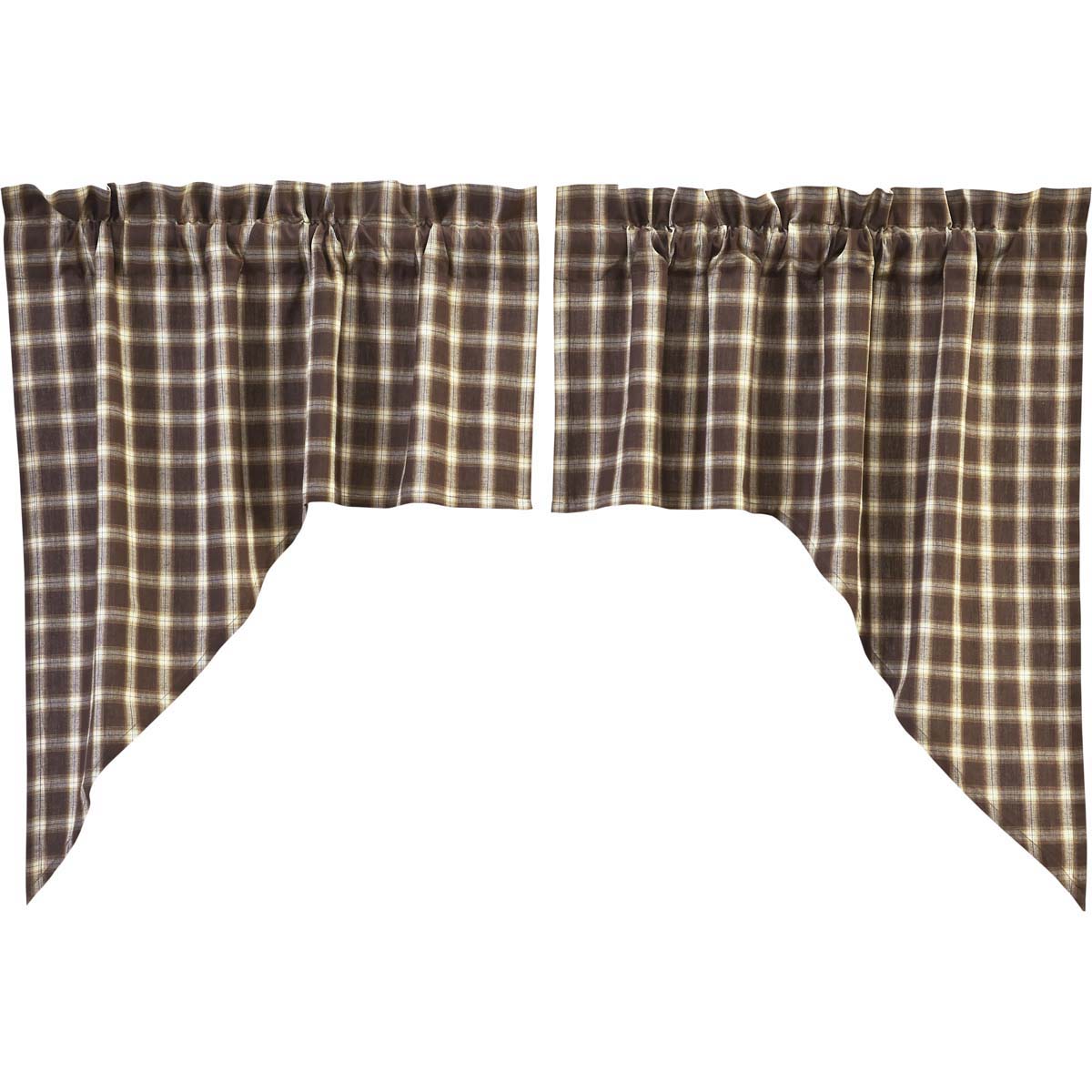 Elegant Rustic Window Swag Set with Traditional Plaid