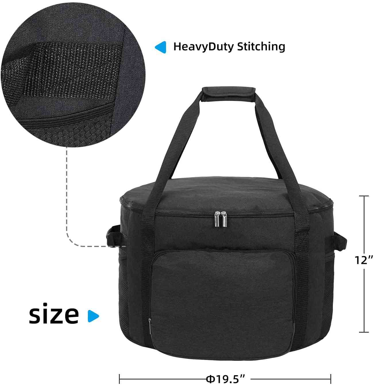 Heavy-Duty Outdoor Fire Pit Bag for Outland Firebowl, 19 Inch Diameter (Black)