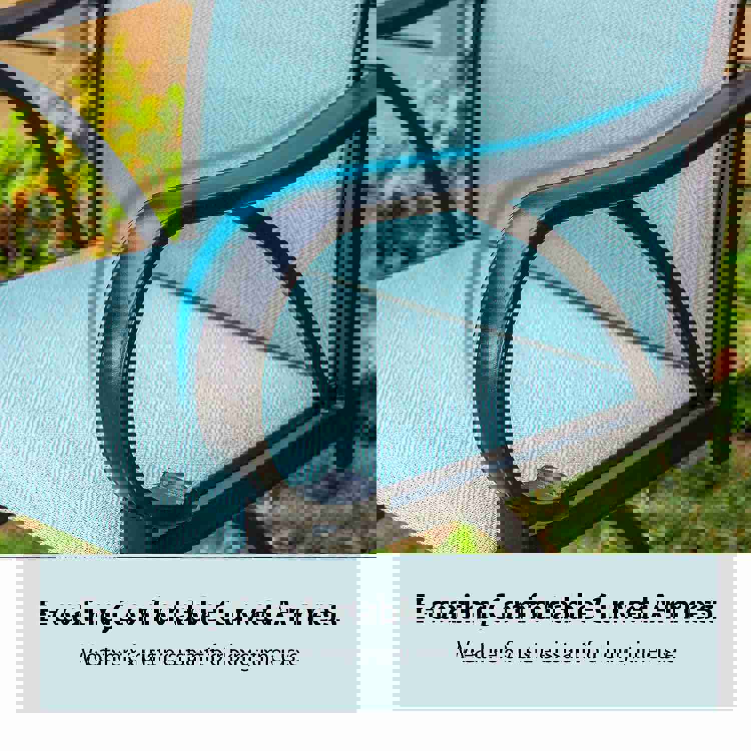 PHI VILLA Outdoor Bar Stool Set with Steel Table & Swivel Textilene Stools