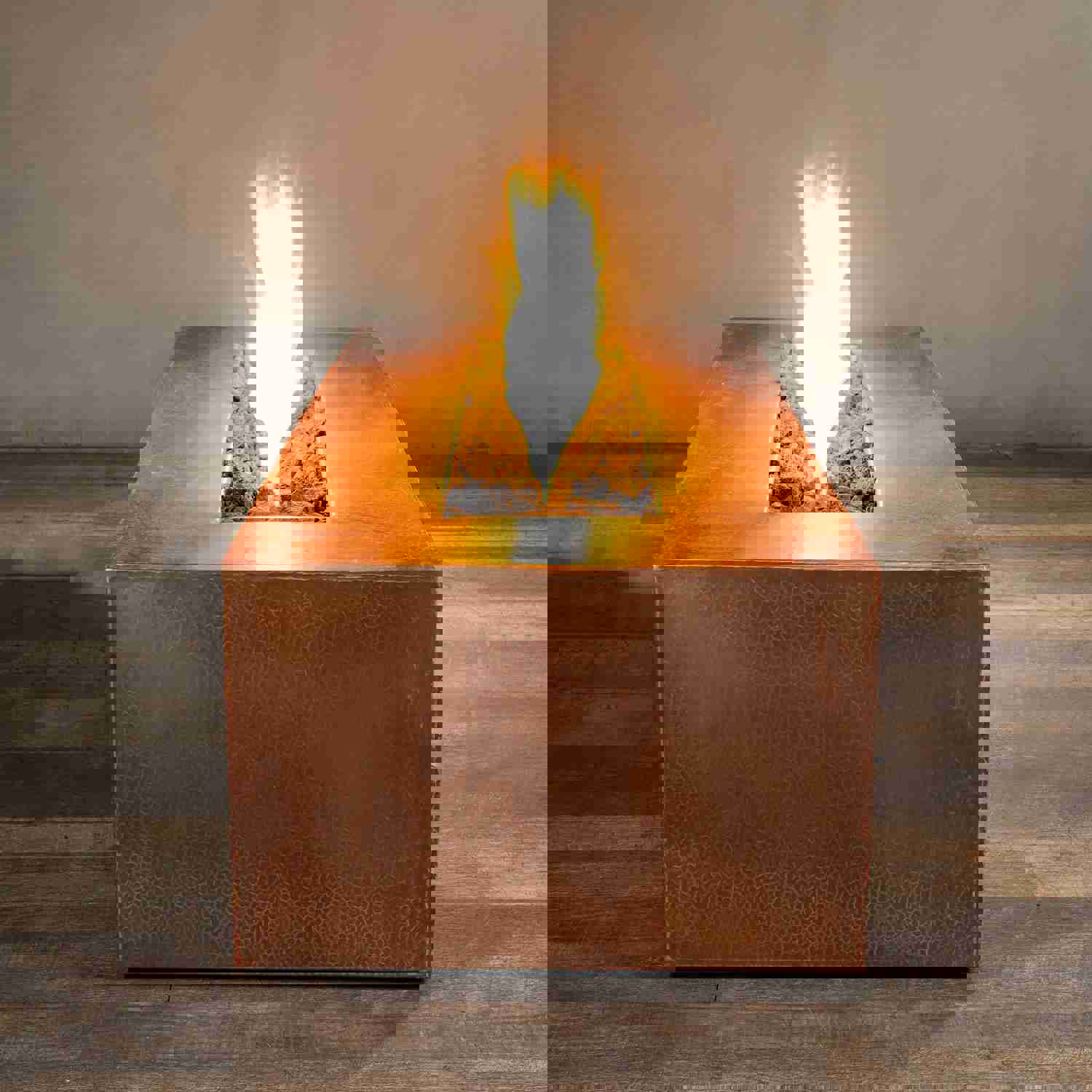 60 x 24 Moreno Gravity Rectangle Copper Gas Fire Pit - Luxurious Outdoor Heating