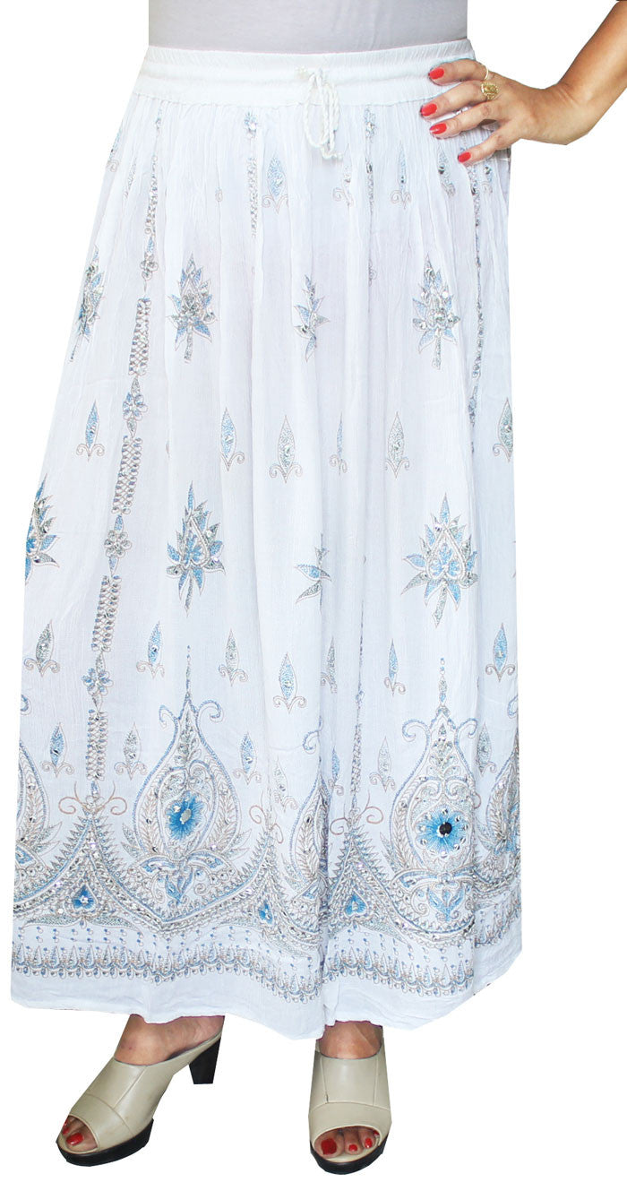 Women's Embellished Rayon Skirt with Sequins, Ankle-Length