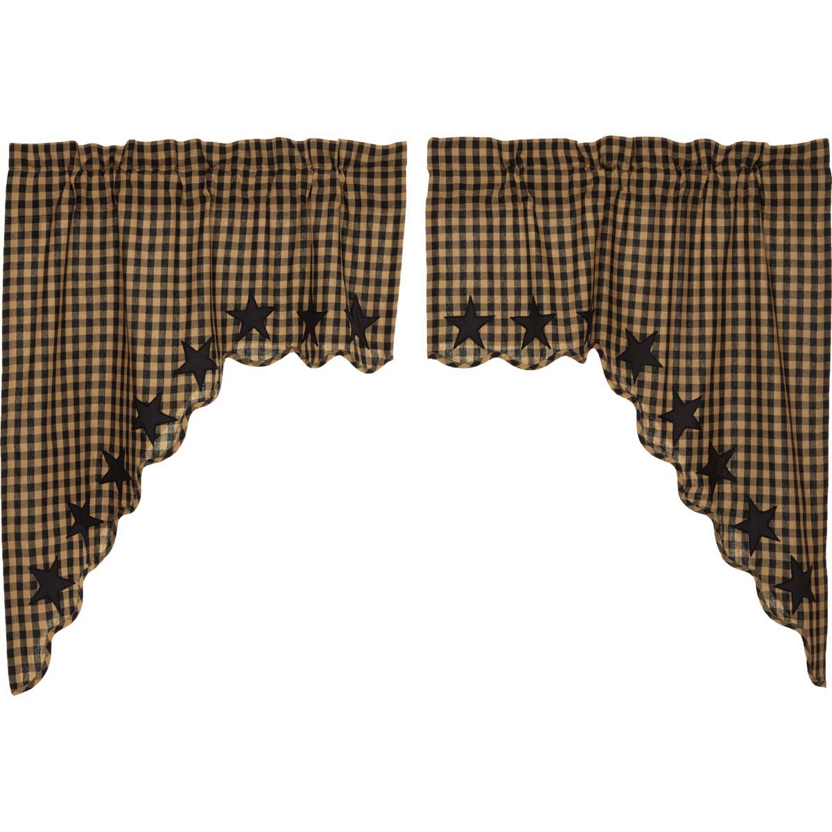 Elegant Burgundy Star Scalloped Window Swag Set