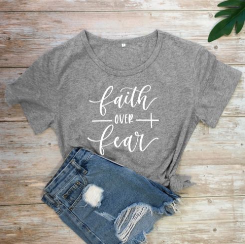 Faith Over Fear Women's Milk Fiber Casual T-Shirt