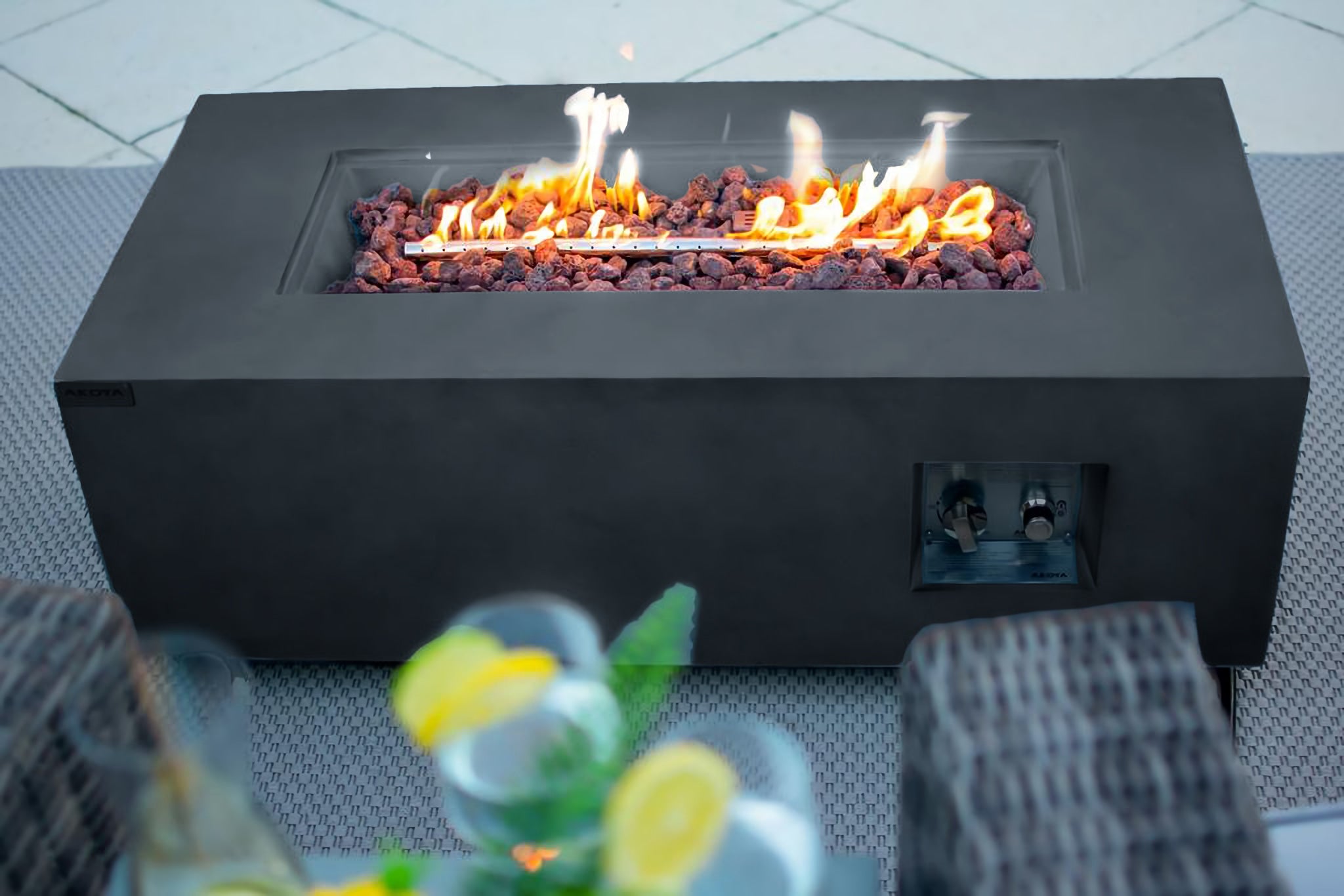 42" Concrete Gray Outdoor Propane Gas Fire Pit Table