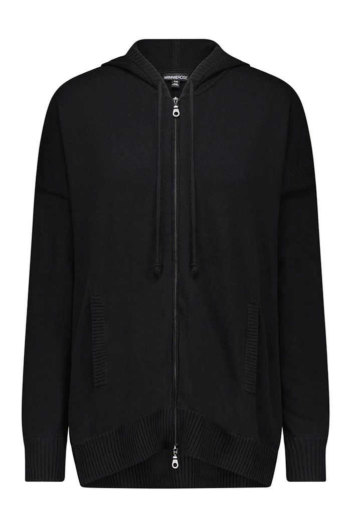 Luxurious Oversized Zip Hoodie - Black