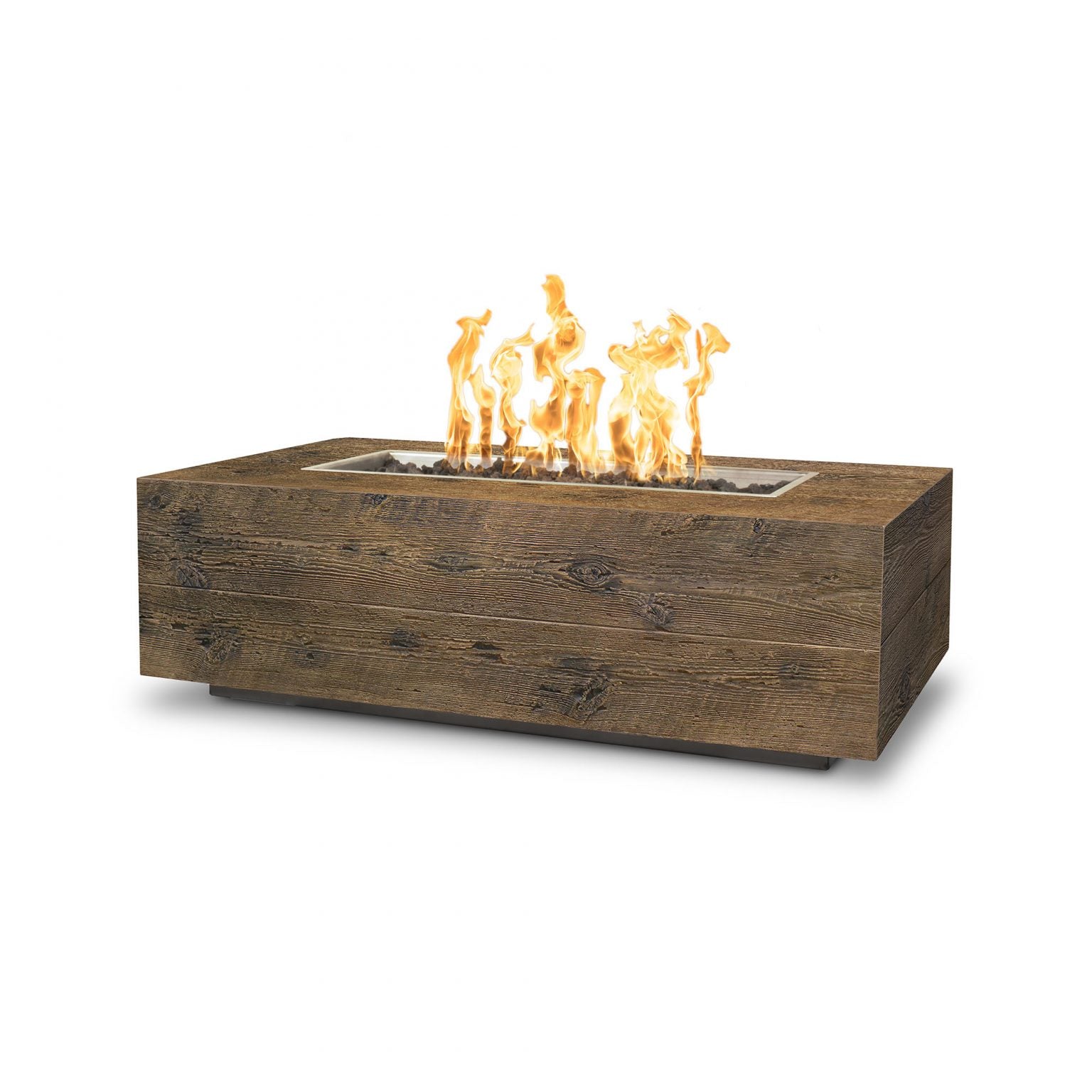Elegant Wood Grain Concrete Fire Pit with Cover