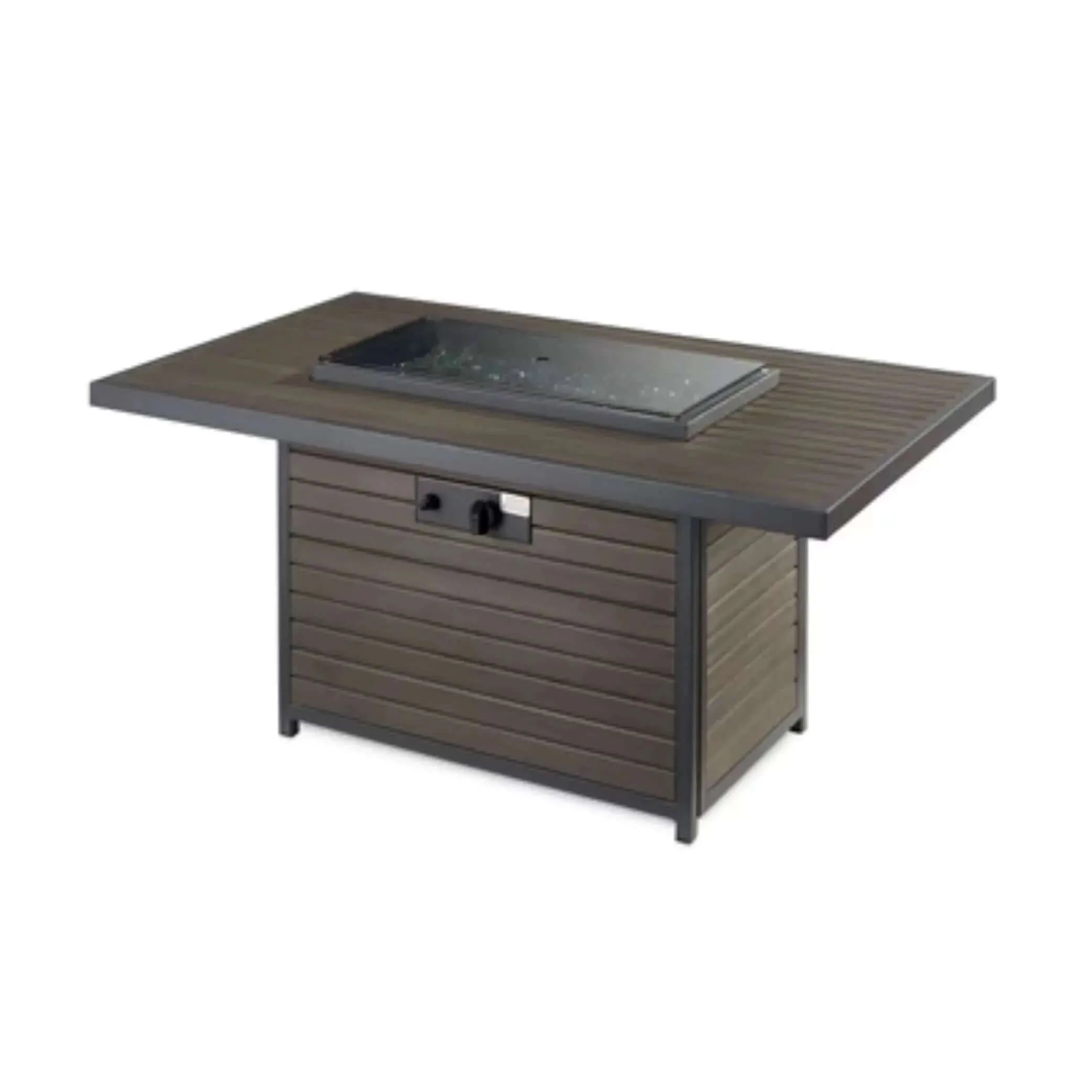 Elegant Outdoor Fire Pit Table with Taupe Composite Decking